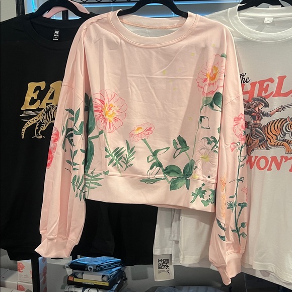 Floral Pink Sweatshirt NWOT - Picture 4 of 5